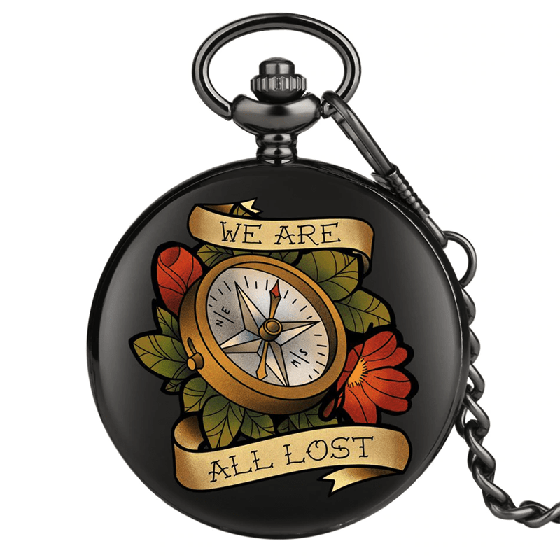 Oldschool-Kompass- Taschenuhr